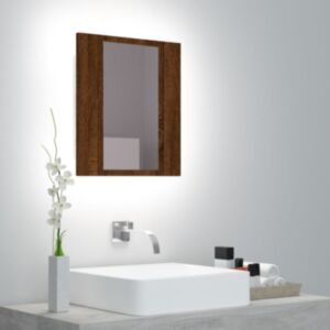 Pood24 LED-peegelkapp, pruun tamm, 40x12x45 cm, tehispuit
