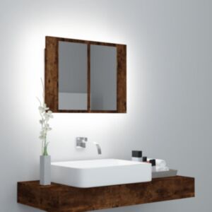 Pood24 LED-peegelkapp, suitsutatud tamm, 60 x 12 x 45 cm, tehispuit