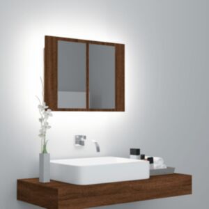Pood24 LED-peegelkapp, pruun tamm, 60 x 12 x 45 cm, tehispuit