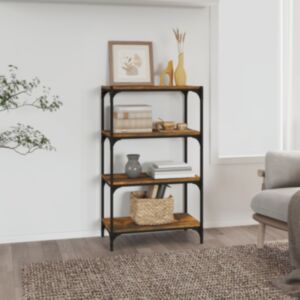 Pood24 raamatukapp, suitsutamm, 60 x 33 x 100 cm, tehispuit ja teras