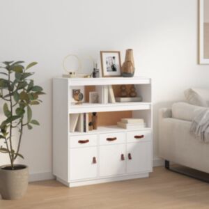 Pood24 kõrge kapp, valge, 100x40x108,5 cm, männipuit