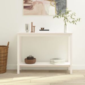 Pood24 konsoollaud, valge, 110x40x80 cm, männipuit