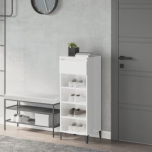 Полка для обуви U24, глянцевый белый, 40 x 36 x 105 см, искусственное дерево