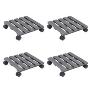 Pood24 ratastel taimealus 4 tk, hall, 30 x 30 x 7,5 cm WPC