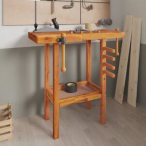Рабочий стол U24 с тисками, 92 x 48 x 83 см, дерево акации