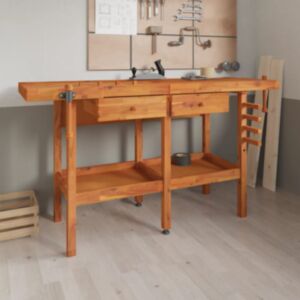 Рабочий стол U24 с ящиками и тисками, 162x62x83 см, дерево акации