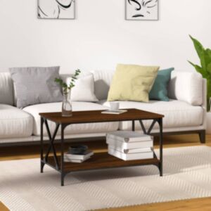 Журнальный столик U24, коричневый дуб, 80 x 50 x 45 см, искусственное дерево и железо