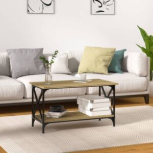 Журнальный столик U24, дуб сонома, 80 x 45 x 45 см, искусственное дерево и железо