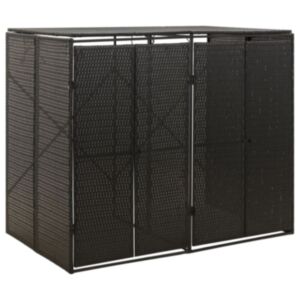 Pood24 kahe prügikasti kuur, must, 140 x 80 x 117 cm, polürotang