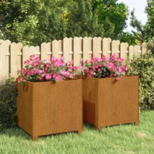Pood24 jalgadega taimekastid, 2 tk, rooste, 42x40x43 cm, Corten teras