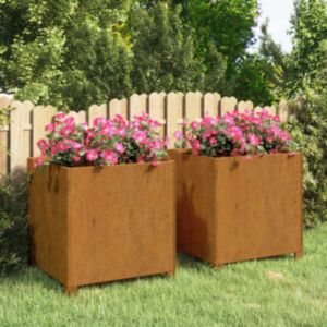 Pood24 jalgadega taimekastid, 2 tk, rooste, 49x47x50 cm, Corten teras