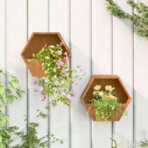 Pood24 seina taimekastid 2 tk, rooste, Corten teras, 30x10x25 cm