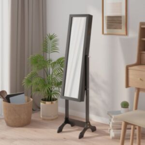Pood24 eraldiseisev peegel, must, 34 x 37 x 146 cm