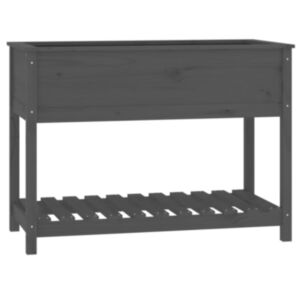 Pood24 riiuliga taimekast, hall, 111,5x54x81 cm, männipuit