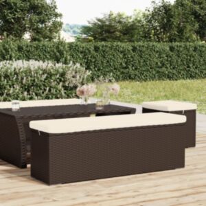 Скамейка U24 с подушкой для сидения, коричневая, 110 x 30 x 40 см, полиротанг
