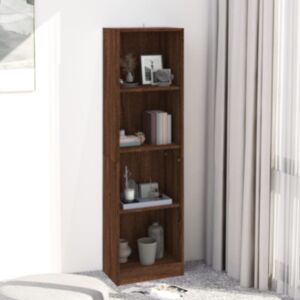 Книжный шкаф U24 с 4 полками, коричневый дуб, 40 x 24 x 143 см
