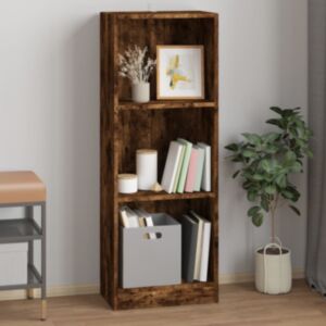 U24 книжный шкаф с 3 полками из копченого дуба 40x24x109 см, искусственная древесина