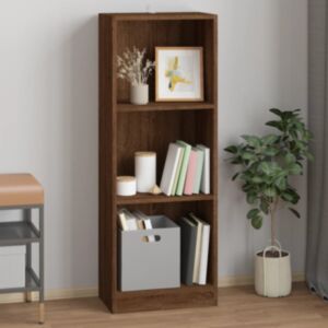 Pood24 3 riiuliga raamaturiiul, pruun tamm, 40x24x109 cm, tehispuit