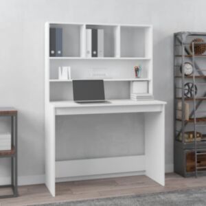 Pood24 riiulitega kirjutuslaud, valge, 102x45x148 cm tehispuit
