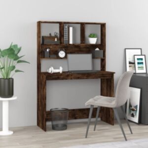 Pood24 riiulitega kirjutuslaud, suitsutamm, 102x45x148 cm, tehispuit