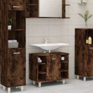 Тумба для ванной комнаты U24, копченый дуб, 60 x 32 x 53,5 см, искусственное дерево