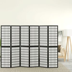 Pood24 kokkupandav 6 paneeliga sirm, Jaapani stiil, 240 x 170 cm, must