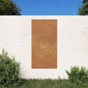 U24 садовый настенный декор, 105x55 см, кортеновская сталь, солнечный дизайн
