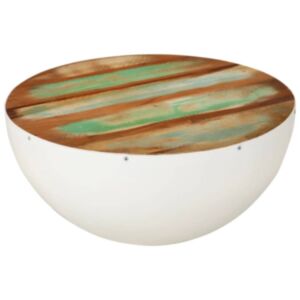 Pood24 kausikujuline kohvilaud, valge, Ø50 x 24 cm, taastatud puit