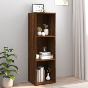 U24 книжная полка/тумба под ТВ, коричневый дуб, 36x30x114 см, искусственное дерево