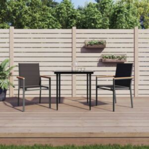 Pood24 aiatoolid 2 tk, must, 55 x 61,5 x 90 cm, tekstileen ja teras