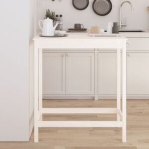 Pood24 baarilaud, valge, 100 x 50 x 110 cm, männipuit