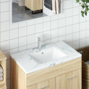 Pood24 vannitoa valamu, valge, 41,5x26x18,5 cm, kandiline, keraamiline