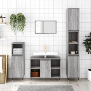 Тумба для ванной комнаты U24, дуб Сонома серый, 80 x 33 x 60 см, искусственное дерево