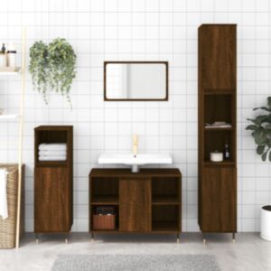 Тумба для ванной комнаты U24, коричневый дуб, 80 x 33 x 60 см, искусственное дерево