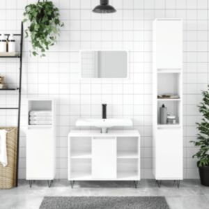 Тумба для ванной комнаты U24, глянцевый белый, 80 x 33 x 60 см, искусственное дерево