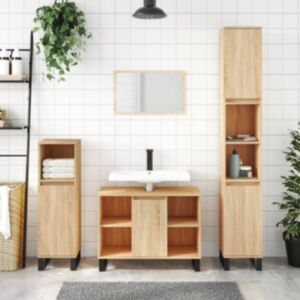 Тумба для ванной комнаты U24, дуб сонома, 80 x 33 x 60 см, искусственное дерево