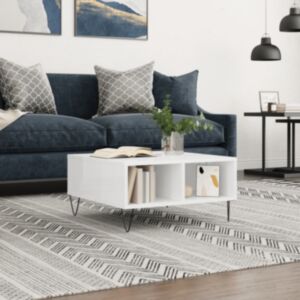 Журнальный столик U24, глянцевый белый, 60 x 60 x 30 см, искусственное дерево