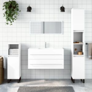 Pood24 vannitoakapp peegliga, valge, tehispuit