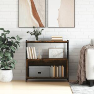Книжная полка U24, копченый дуб, 80 x 30 x 78,5 см, искусственное дерево и железо