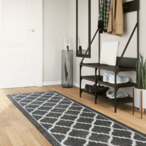 Pood24 vaip, pestav, must ja valge, 80 x 300 cm, libisemiskindel