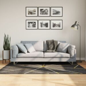 Pood24 vaip, pestav, must ja kuldne, 120 x 180 cm, libisemisvastane