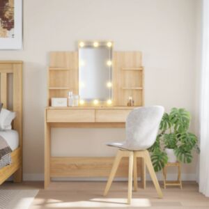 Pood24 LED-valgustusega tualettlaud, Sonoma tamm, 96 x 40 x 142 cm