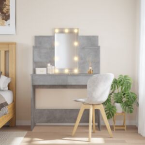 Pood24 LED-valgustusega tualettlaud, betoonhall, 96 x 40 x 142 cm