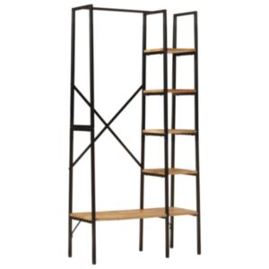 Pood24 riidenagi koos riiulitega, 90 x 40 x 190 cm, mangopuit ja raud