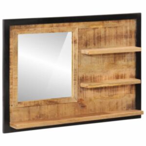 Pood24 riiulitega peegel, 80 x 8 x 55 cm, klaas ja mangopuit