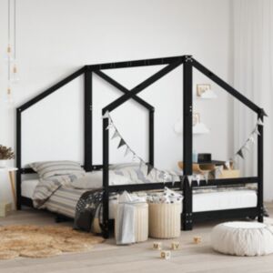 Pood24 lastevoodi raam, must, 2 x (80 x 200) cm, männipuit