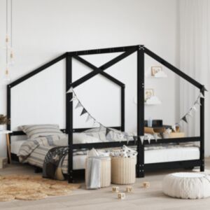 Pood24 lastevoodi raam, must, 2 x (90x190) cm, männipuit