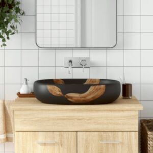 Pood24 valamu tööpinnale, must, ovaalne, 59 x 40 x 14 cm, keraamiline