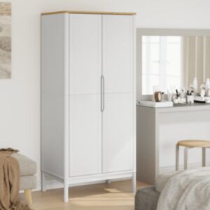 Pood24 riidekapp "FLORO", valge, 77 x 53 x 171 cm, männipuit