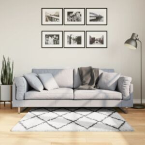 Pood24 kõrge narmaga Shaggy vaip, kreemjas ja must, 120 x 120 cm